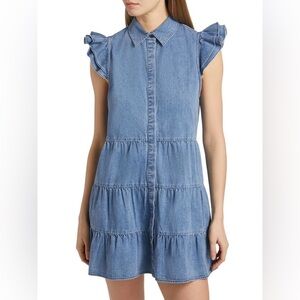 Alice + Olivia Blue Denim Tiered Mini Dress